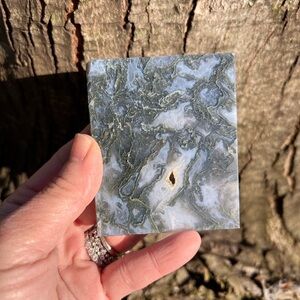 Moss (3) agate slab with stand  | Crystal